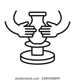 Icono de cerámica hecho a mano símbolo de Vector o conjunto de signos colección en contorno blanco y negro