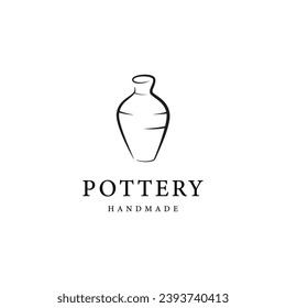 Handmade Pottery logo design, creative traditional clay craft sign concept