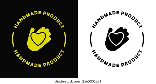 Handmade product - vector sticker for product package on white and black background.