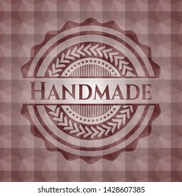 Handmade red polygonal badge. Seamless.