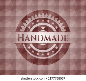 Handmade red seamless geometric emblem.