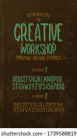 Handmade retro font alphabet with warm of the human hand, irregular texture and vintage feeling. Set of caps letters.