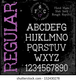 Handmade retro font. Rough type. Grunge textures placed in separate layers. Vector illustration.