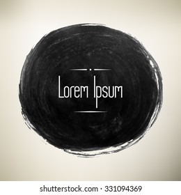 Handmade round black ink backgrounds painted by brush. Vector illustration
