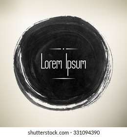 Handmade round black ink backgrounds painted by brush. Vector illustration
