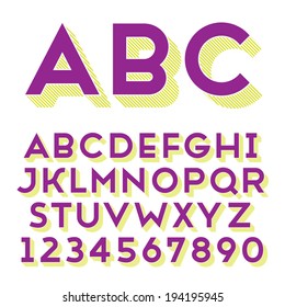 Handmade sans-serif font. Bold 3d-extruded type. Main glyph and 3d extruded part placed in separate layers of vector file.
