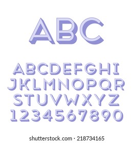 Handmade sans-serif font. Regular 3d-extruded type. Main glyph and 3d extruded part placed in separate layers of vector file.
