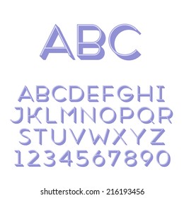 Handmade sans-serif font. Thin 3d-extruded type. Main glyph and 3d extruded part placed in separate layers of vector file.