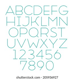 Handmade sans-serif font. Thin type. Vector illustration.