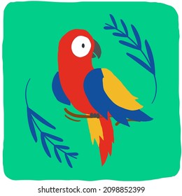 Handmade scarlet macaw drawing. Vector.