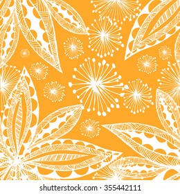 Handmade seamless decorative pattern flowers. Vector