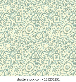 Handmade seamless pattern or background with abstract protozoa or abstract plankton