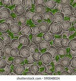 Handmade. Seamless pattern with beige flowers watercolor. Female pattern. Gentle colors.