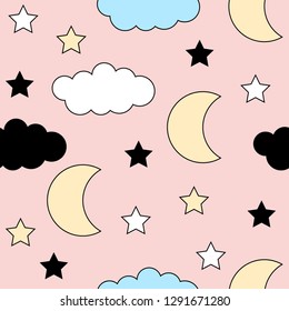Handmade seamless pattern. Childish craft swatch for birthday card, baby nappy, wallpaper, school party advertising, shop sale poster, holiday wrapping paper, textile, bag print etc.
