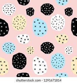 Handmade seamless pattern. Childish craft swatch for birthday card, baby nappy, wallpaper, school party advertising, shop sale poster, holiday wrapping paper, textile, bag print etc.