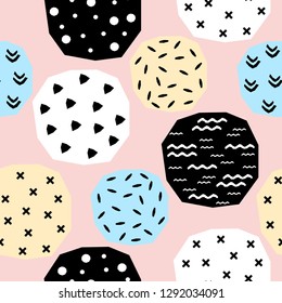 Handmade seamless pattern. Childish craft swatch for birthday card, baby nappy, wallpaper, school party advertising, shop sale poster, holiday wrapping paper, textile, bag print etc.
