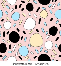 Handmade seamless pattern. Childish craft swatch for birthday card, baby nappy, wallpaper, school party advertising, shop sale poster, holiday wrapping paper, textile, bag print etc.