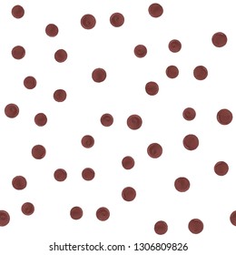 Handmade Seamless Pattern Polka Dot Dark moderate red color. Continuous Pattern be used for design, textile, pattern fills, posters, cards, web page background etc. Pattern under the mask. Vector.