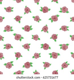 Handmade. Seamless pattern with red flowers watercolor. Female pattern. Gentle colors.