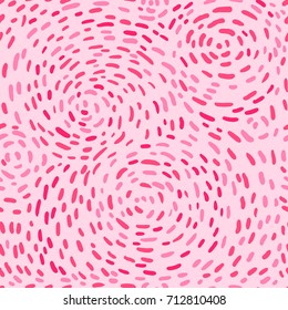 Handmade seamless texture - dashed spiral  line. Colorful textie pattern. vector