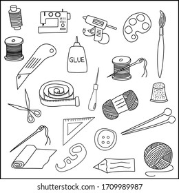 Handmade set doodle. Vector illustration isolated on white