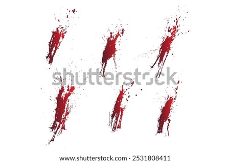 Handmade set of red blood ink splatter background