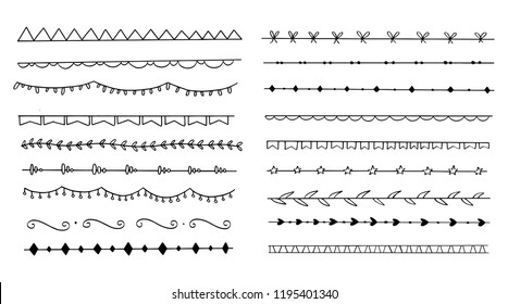 Handmade Set of Underline Strokes. Vector strokes in grunge marker style. 