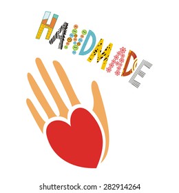 Handmade sign hand and heart vector illustration