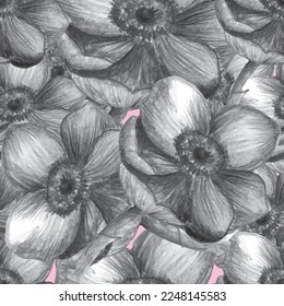 Handgezeichnete, nahtlose Musterblumengrafik für den Blumengebrauch