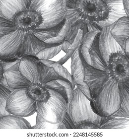 Handmade sketched seamless pattern floral illustration for floral usage