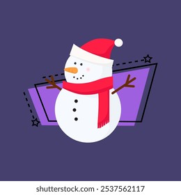 Handmade snowman with carrot instead of nose. Cute, character, handmade. Winter activity concept. Can be used for topics like December, character, tradition