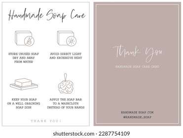 Handmade soap care card instruction