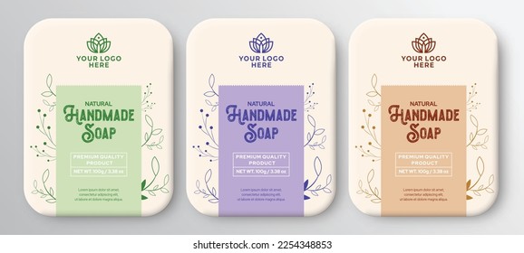 Handmade soap label design hand drawn labels and patterns for handmade soap bars, natural soap labels vector illustration