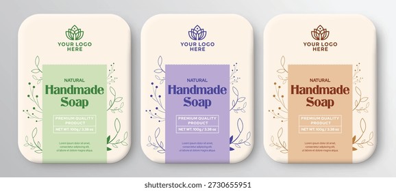 Handmade Soap Label Design, Natural Skincare Packaging Template, Editable soap label design vector file, high quality print ready dle line product label