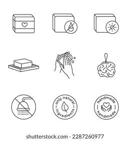 Handmade soap vector icons, editable stroke