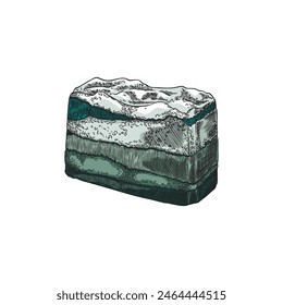 Handmade soap. Vector illustration of artisanal green soap, handmade from natural ingredients. Graphics for salon, spa or bathroom decor with a vintage touch.