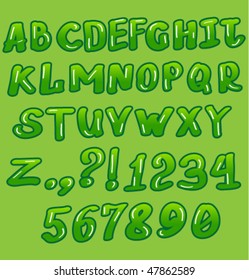Handmade spring alphabet. Vector.