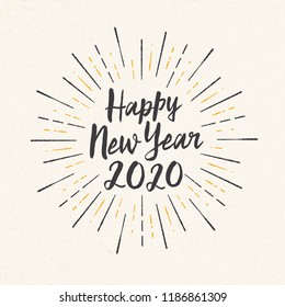 Handmade style greeting card - Happy New Year 2020 - Vector EPS10. For your print and web messages : greeting cards, banners, t-shirts.