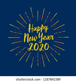 Handmade style greeting card - Happy New Year 2020 - Vector EPS10. For your print and web messages : greeting cards, banners, t-shirts.