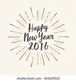 Handmade style greeting card - Happy New Year 2016 - Vector EPS10.