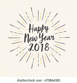 Handmade style greeting card - Happy New Year 2018 - Vector EPS10.