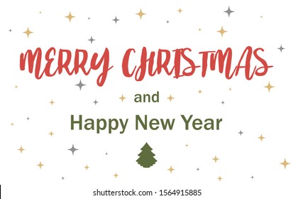 Handmade style greeting card. Merry Christmas and Happy New Year.