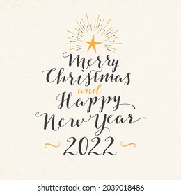 Handmade style greeting card - Merry Christmas and Happy New Year 2021 - Vector EPS10.