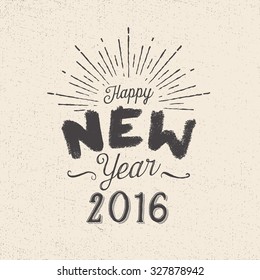 Handmade style greetings card - Happy New Year 2016 - Vector EPS10.