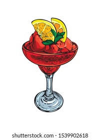 Handmade summer tropical cocktail . Frozen Strawberry Margarita