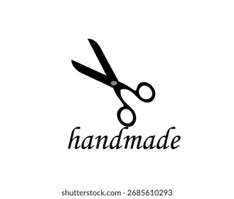 handmade text, logo scissors icon,