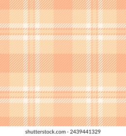 Handmade textile check seamless, classic background texture pattern. Bold plaid tartan fabric vector in orange and peach puff color.