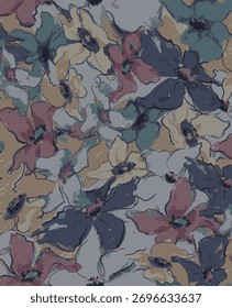 design têxtil artesanal com belas flores abstratas padrão imagem