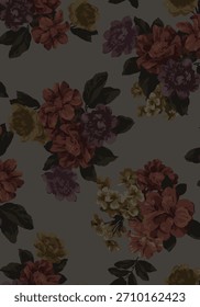 Diseño textil hecho a mano con hermosas flores abstractas Imagen de patrón