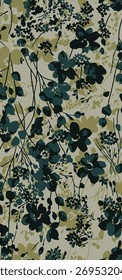Diseño textil hecho a mano con hermosa silueta de flores patrón de Imagen